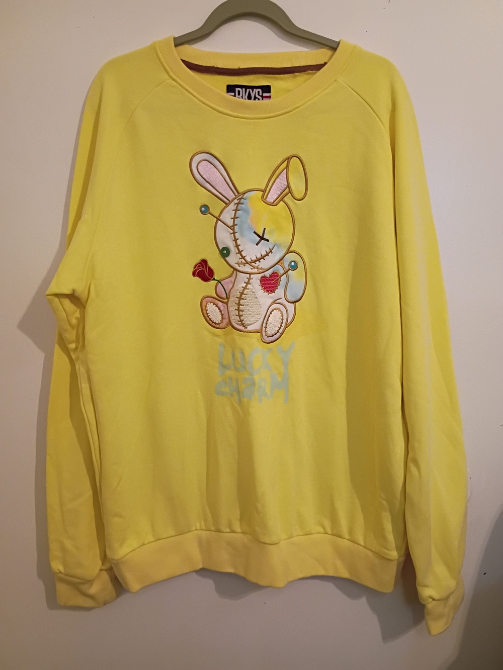 BKYS Lucky Charm Yellow Bunny Graphic Sweatshirt‎ Sz 2XL